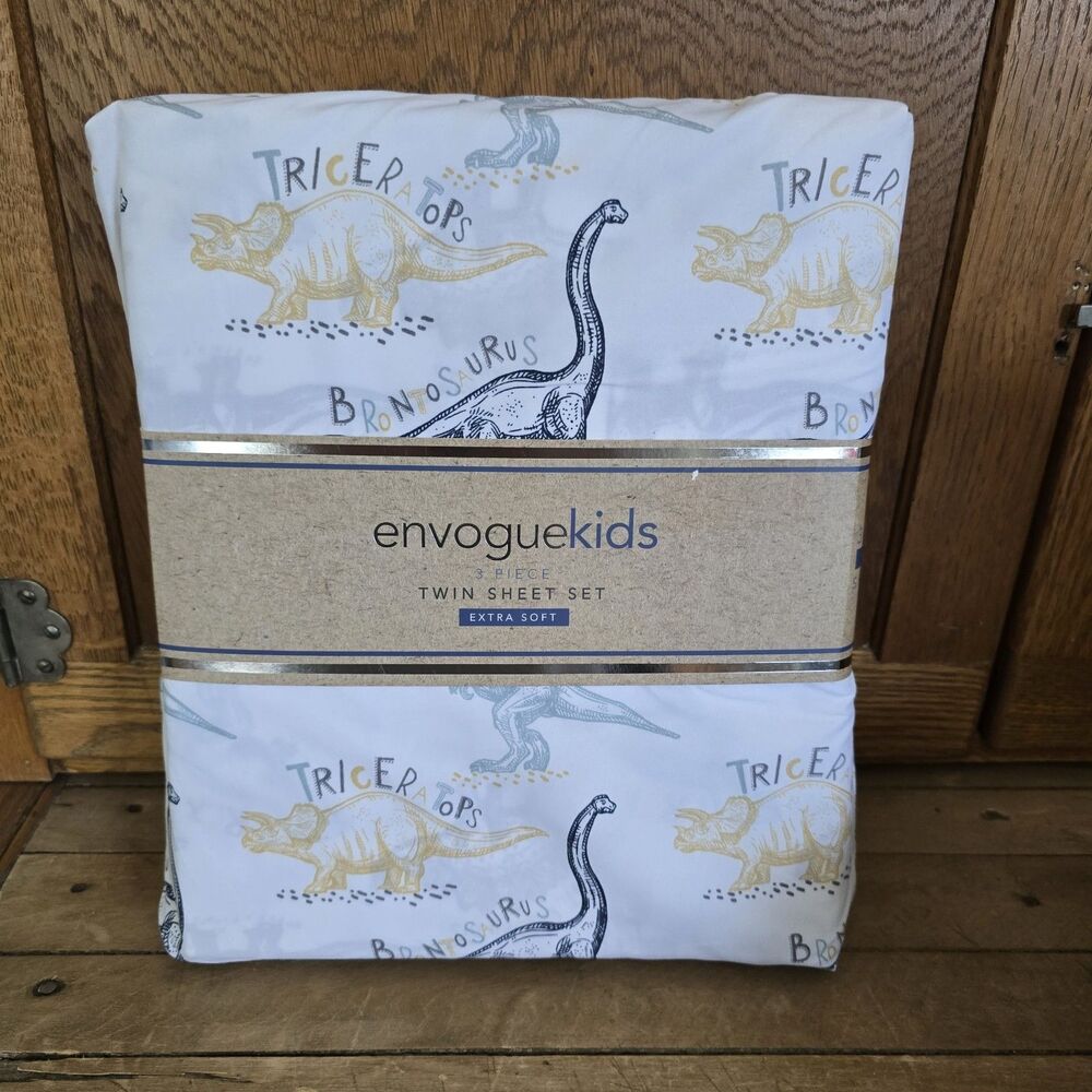 ENVOGUE Kids Twin 3pc Sheet Set Dinosaurs Extra Soft Bedding Prehistoric